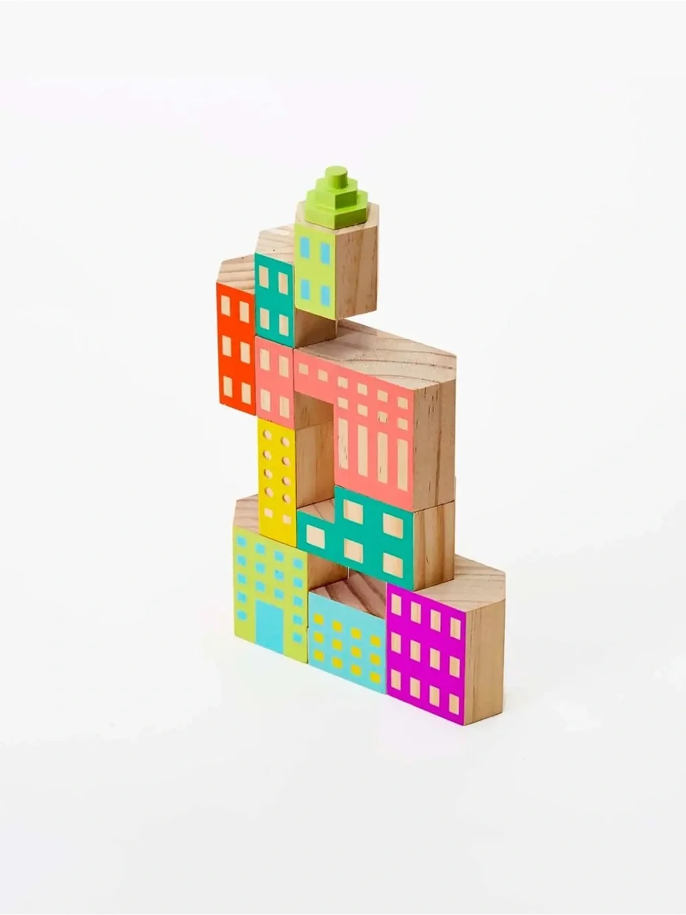 Colorful Wooden Building Blocks Set
